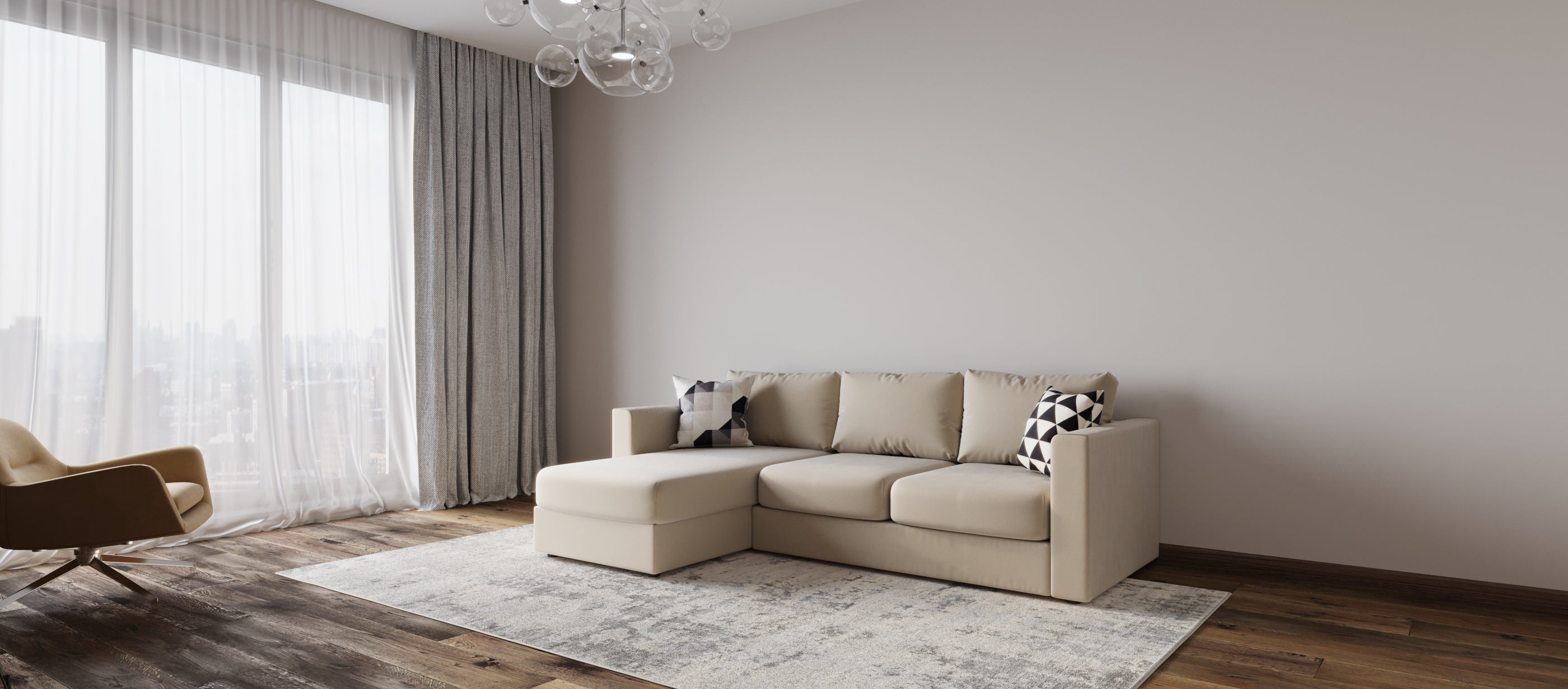 Sofa VIMLE 3-seater corner sofa without a berth, gray