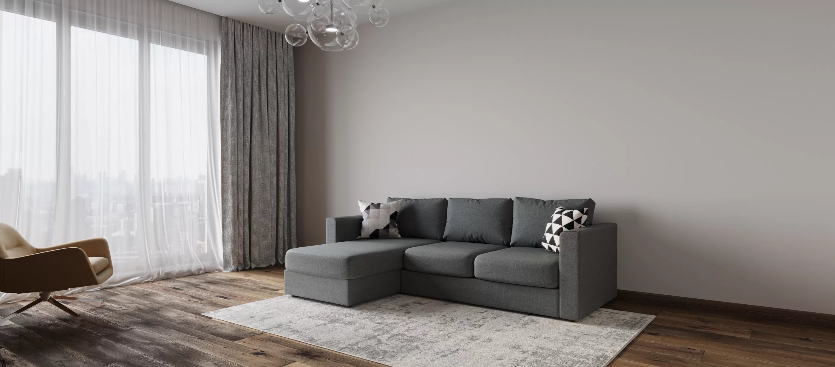 Sofa VIMLE 3-seater corner sofa without a berth, gray